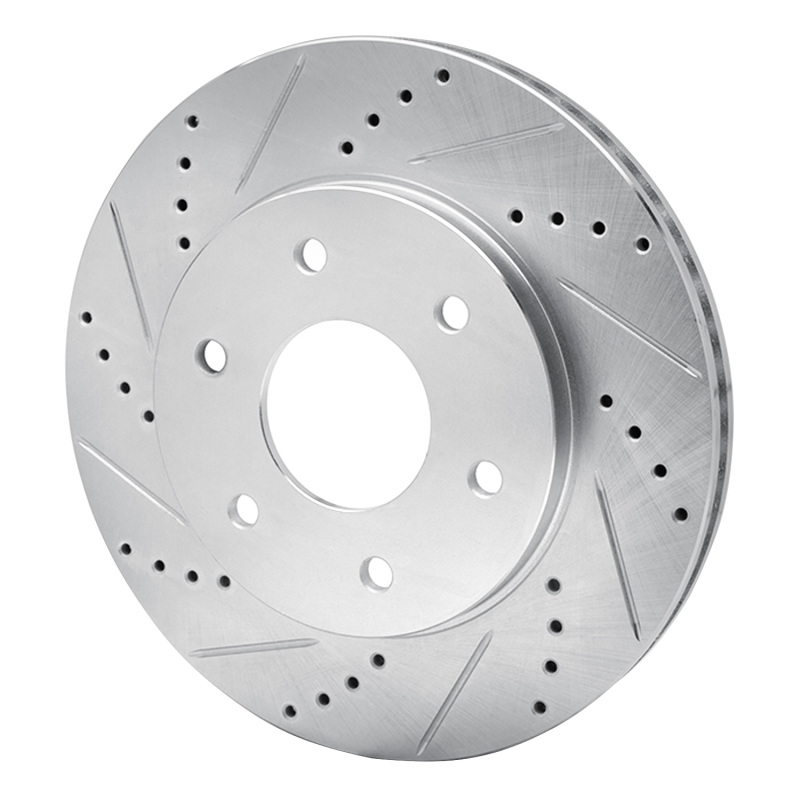 Infiniti QX56 Brake Rotor (1) - Front Left - R1 Concepts - Drilled & Slotted - Silver - `04-`05